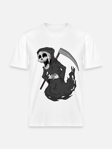 Grim Reaper laughs funny -  RELAXED FIT Unisex Organic T-Shirt - white