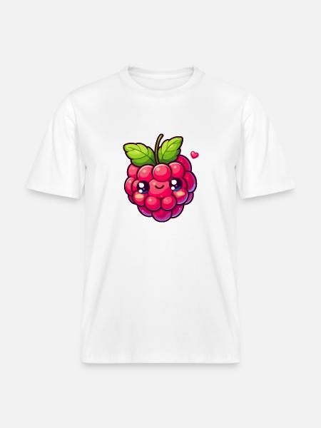 Raspberry - Heart -  RELAXED FIT Unisex Organic T-Shirt - white