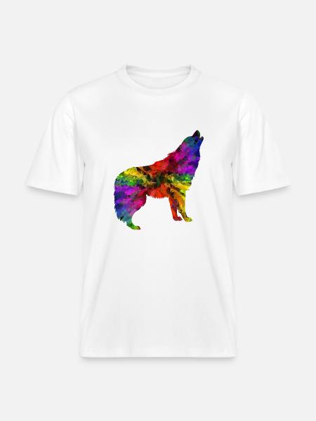 Wolf rainbow -  RELAXED FIT Unisex Organic T-Shirt - white