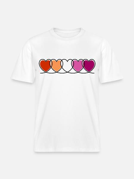 Lesbe lesbisch Herzen -  RELAXED FIT Unisex Organic T-Shirt - Weiß