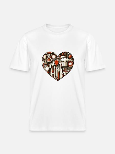 Küchenliebe Herz - RELAXED FIT Unisex Organic T-Shirt - Weiß