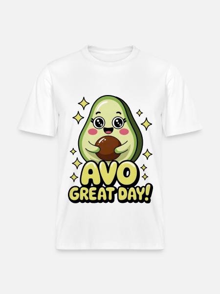 Avo Great Day! -  RELAXED FIT Unisex Organic T-Shirt - white