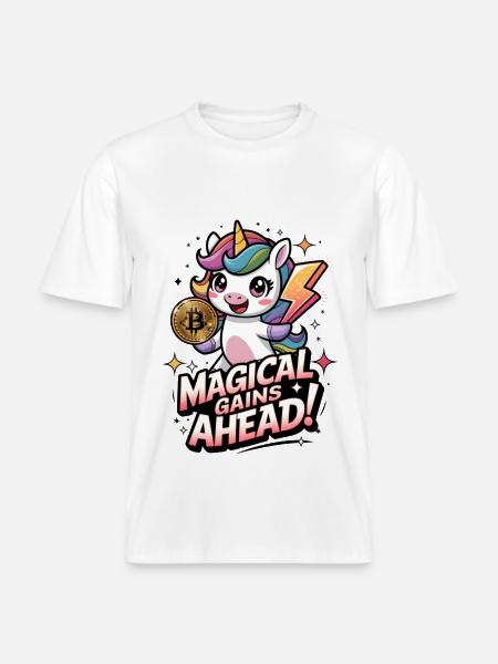 Magical Gains Ahead! - RELAXED FIT Unisex Organic T-Shirt - white