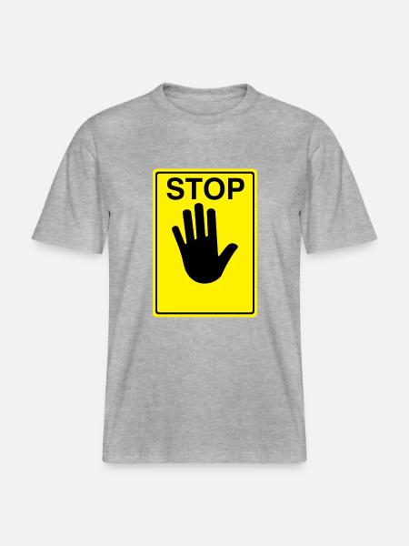 Stop Sign Logo -  RELAXED FIT Unisex Organic T-Shirt - heather grey