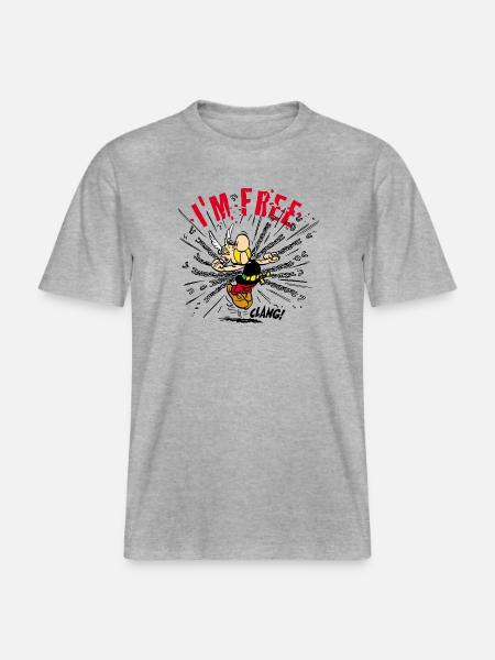 Asterix & Obelix - Asterix 'I'm Free' - RELAXED FIT Unisex Organic T-Shirt - Grau meliert
