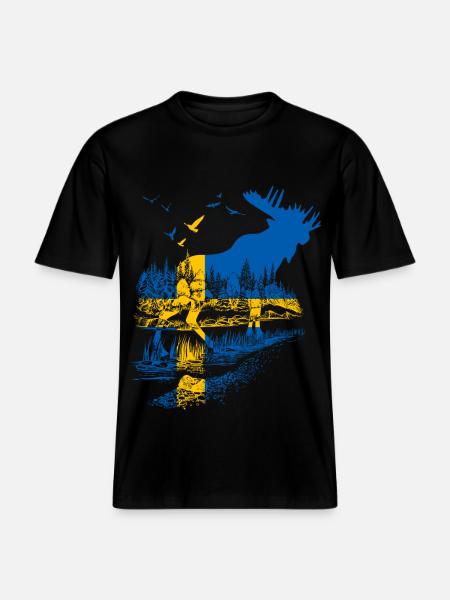 SWEDEN MOOSE - RELAXED FIT Unisex Organic T-Shirt - black