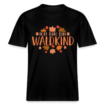 Ich Bin Ein Waldkind Wald Waldkindergarten Naturki -  RELAXED FIT Unisex Organic T-Shirt - Schwarz - Vorne - Alina (178cm) & Michal (187cm)
