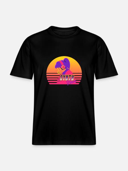 Synthwave Girl - RELAXED FIT Unisex Organic T-Shirt - black
