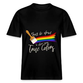 Gay Pride -  RELAXED FIT Unisex Organic T-Shirt - Schwarz - Vorne - Alina (178cm) & Michal (187cm)