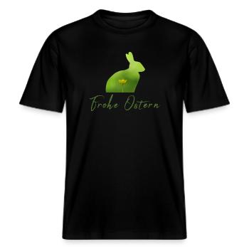 Frohe Ostern Ostern -  RELAXED FIT Unisex Organic T-Shirt - Schwarz - Vorne - Alina (178cm) & Michal (187cm)