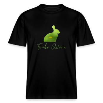 Frohe Ostern Ostern -  RELAXED FIT Unisex Organic T-Shirt - Schwarz - Vorne - Alina (178cm) & Michal (187cm)