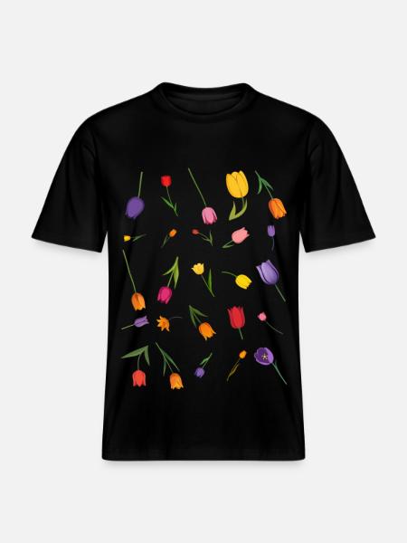 Fleur -  T-shirt unisexe RELAXED FIT en coton bio - noir