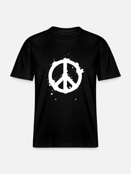 Peace Splash Guerrilla Print Style - RELAXED FIT Unisex Organic T-Shirt - black