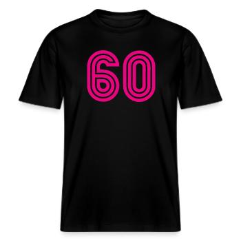 60. 60 JAHRE. 60-JÄHRIGES JUBILÄUM. 60. GEBURTSTAG. -  RELAXED FIT Unisex Organic T-Shirt - Schwarz - Vorne - Alina (178cm) & Michal (187cm)
