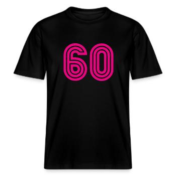 60. 60 JAHRE. 60-JÄHRIGES JUBILÄUM. 60. GEBURTSTAG. -  RELAXED FIT Unisex Organic T-Shirt - Schwarz - Vorne - Alina (178cm) & Michal (187cm)