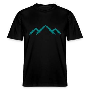 Berg Bergsteigen Sport Berglauf -  RELAXED FIT Unisex Organic T-Shirt - Schwarz - Vorne - Alina (178cm) & Michal (187cm)