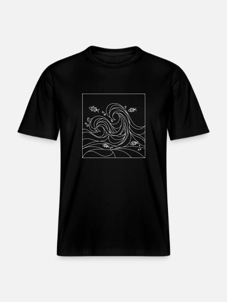 geometric ocean -  RELAXED FIT Unisex Organic T-Shirt - black
