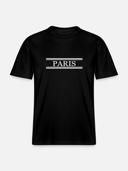 Paris France Chic -  T-shirt unisexe RELAXED FIT en coton bio - noir