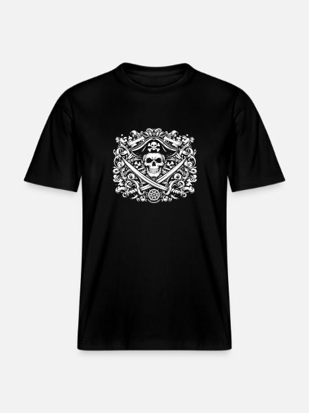 Pirate logo - RELAXED FIT Unisex Organic T-Shirt - black