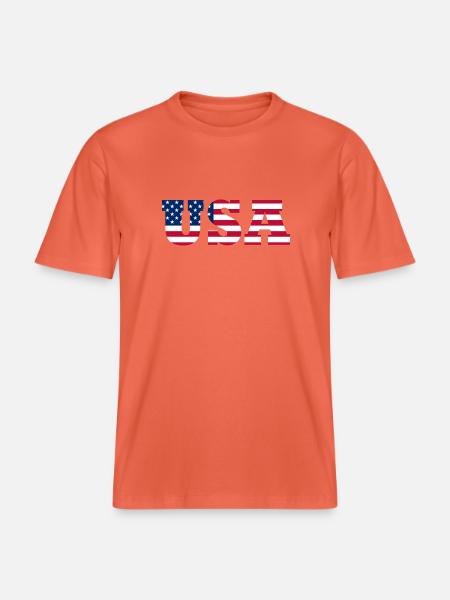 Stars & Stripes Lettermark USA - RELAXED FIT Unisex Organic T-Shirt - light red