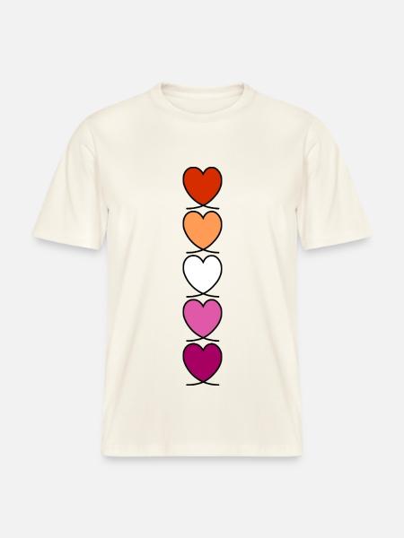 Lesbian Lesbian Lesbian Hearts - RELAXED FIT Unisex Organic T-Shirt - natural white