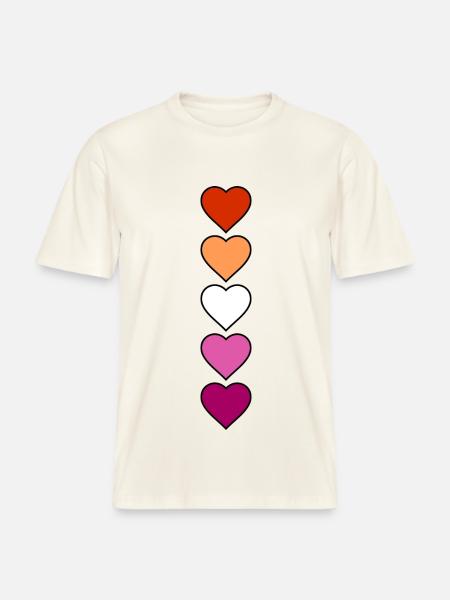 Lesbian Lesbian Hearts -  RELAXED FIT Unisex Organic T-Shirt - natural white
