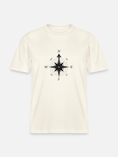 Wind Rose - compass - retro -  RELAXED FIT Unisex Organic T-Shirt - natural white