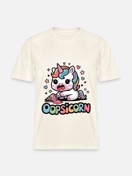 Oopsicorn - T-shirt unisexe RELAXED FIT en coton bio - blanc nature