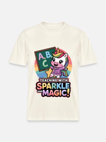 Teaching With Sparkle And Magic! - RELAXED FIT Unisex Organic T-Shirt - natural white