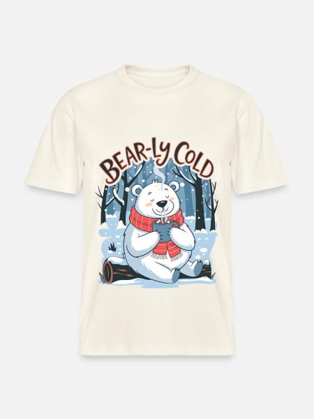 Bear-ly Cold - RELAXED FIT Unisex Organic T-Shirt - natural white