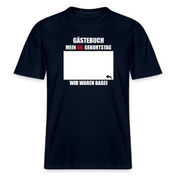 Unterschriften zum 50. Geburtstag - Gästebuch -  RELAXED FIT Unisex Organic T-Shirt - Navy - Vorne - Alina (178cm) & Michal (187cm)