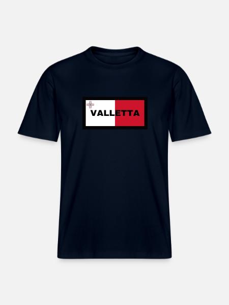 La Valette à Malte Drapeau -  T-shirt unisexe RELAXED FIT en coton bio - marine