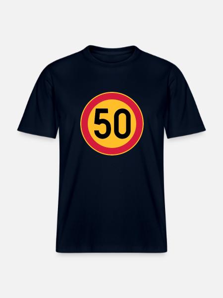 50 Limit / Tempolimit -  RELAXED FIT Unisex Organic T-Shirt - Navy