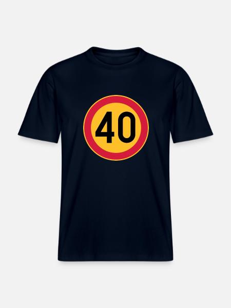 40 Limit / Tempolimit - RELAXED FIT Unisex Organic T-Shirt - Navy
