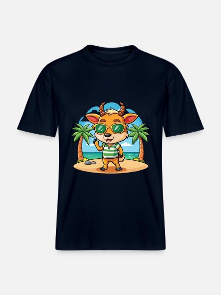 Antelope Funny Cartoon Summer Beach Sunglasses - RELAXED FIT Unisex Organic T-Shirt - french navy