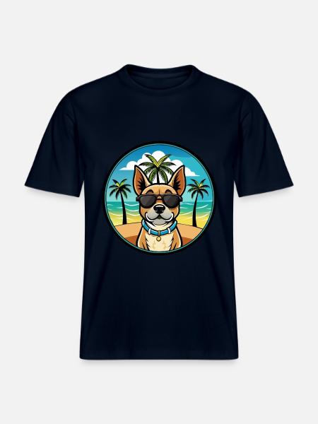 Braque Du Bourbonnais Hunderasse Cartoon Sonnenbrille -  RELAXED FIT Unisex Organic T-Shirt - Navy