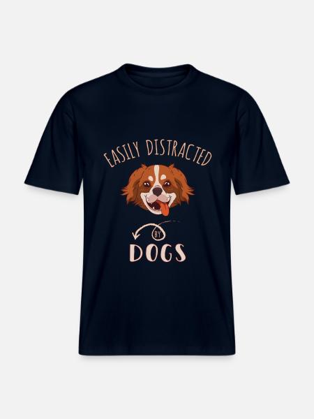Easily Distracted By Dogs - RELAXED FIT Unisex Organic T-Shirt - french navy