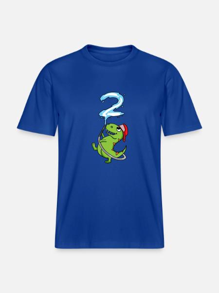 2nd birthday dinosaur fire department - RELAXED FIT Unisex Organic T-Shirt - majorelle blue