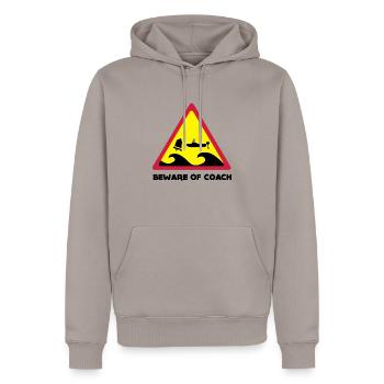 Beware Of Coach - Opti Edition - Männer Premium Bio Hoodie - Taupe - Vorne - Nico (187cm)