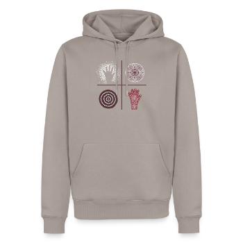 Aboriginal Australian Kunst in Perfektion - Männer Premium Bio Hoodie - Taupe - Vorne - Nico (187cm)