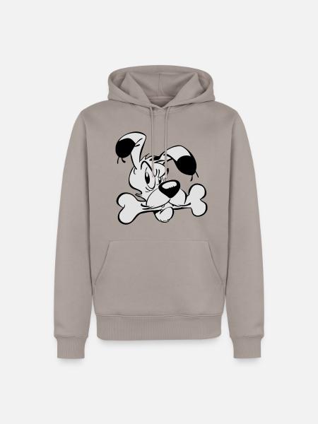 Asterix & Obelix - Idefix mit Knochen - Männer Premium Bio Hoodie - Taupe