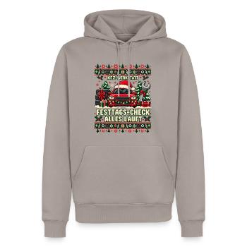 Kfz-Werkstatt - Festtags-Check, alles läuft - Männer Premium Bio Hoodie - Taupe - Vorne - Nico (187cm)