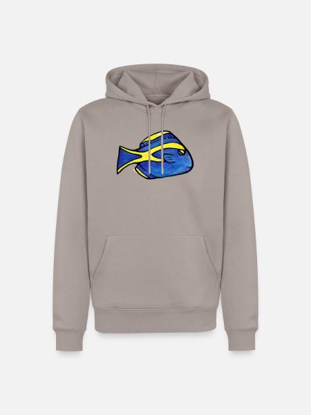 Blauer Kaiserfisch mit gelbem Streifen - Männer Premium Bio Hoodie - Taupe