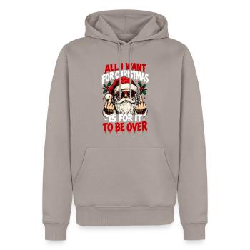 Santa Rebel Mittelfinger-Tee - Männer Premium Bio Hoodie - Taupe - Vorne - Nico (187cm)
