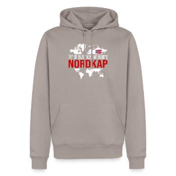 Nordkap - Männer Premium Bio Hoodie - Taupe - Vorne - Nico (187cm)