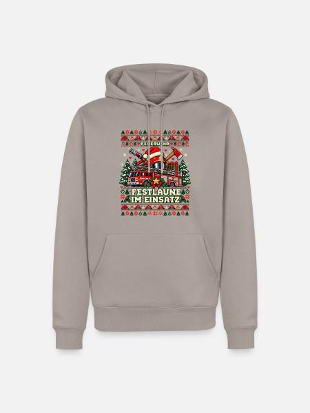 Feuerwehr - Festlaune im Einsatz - Männer Premium Bio Hoodie - Taupe