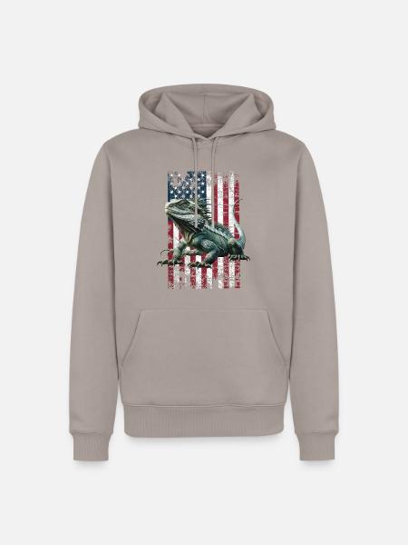 Echse Lizard US - Männer Premium Bio Hoodie - Taupe