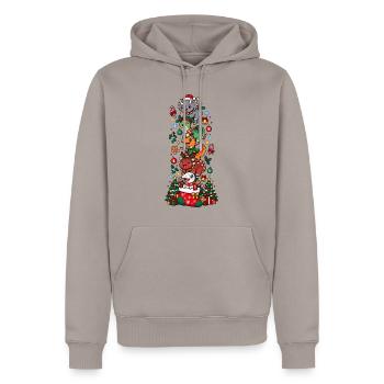 Funny Christmas T-Rex Santa Elf Snowman - Männer Premium Bio Hoodie - Taupe - Vorne - Nico (187cm)