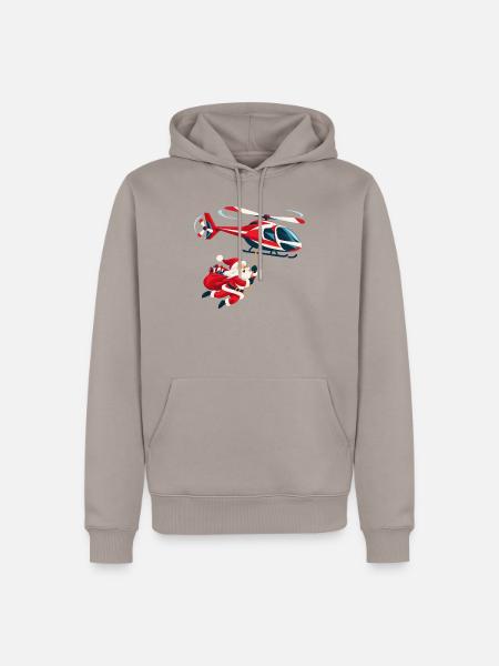 Weihnachtsmann am Hubschrauber - Männer Premium Bio Hoodie - Taupe