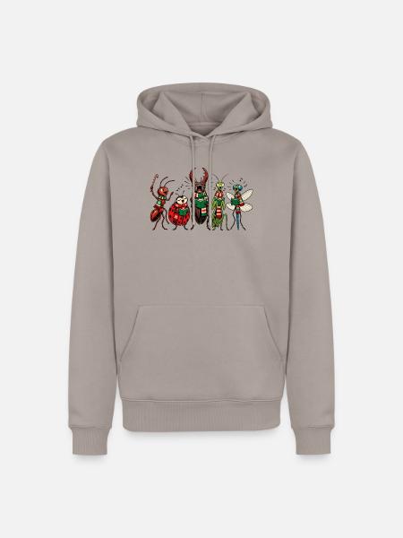 Christmas Bugs – Lustige, festliche Comic-Insektentruppe - Männer Premium Bio Hoodie - Taupe